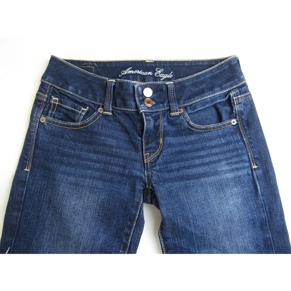 American Eagle Jeans Artist Cropped Dark Wash Women's Size 0 - Picture 3 of 7